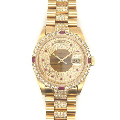 rolex day date gold diamond ruby|diamond gold Rolex watch price.